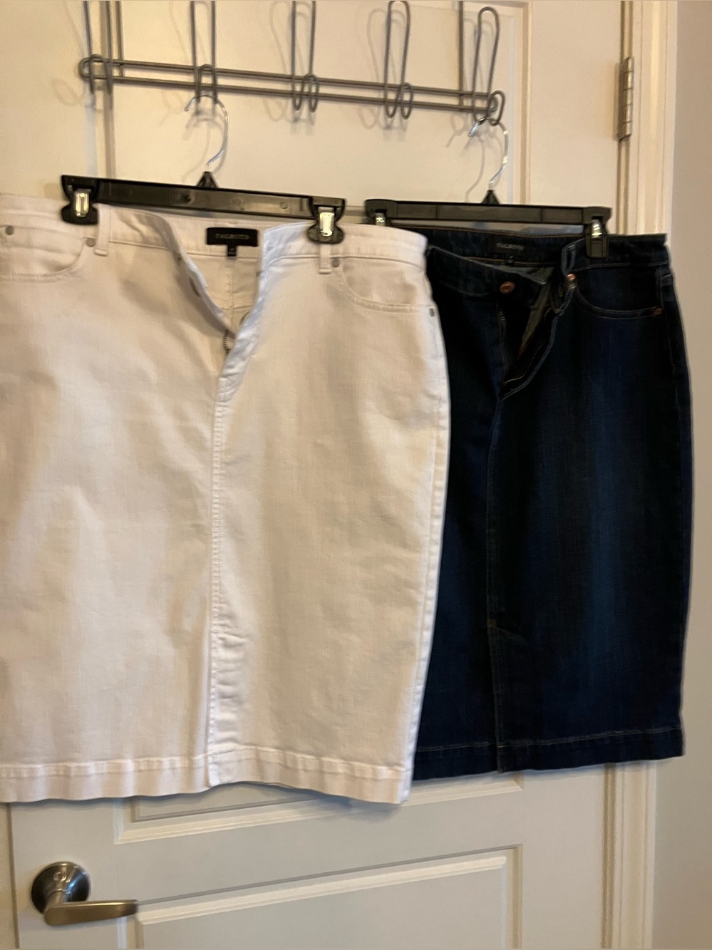 Talbots White and Dark Blue Denim Pencil Skirts Duo